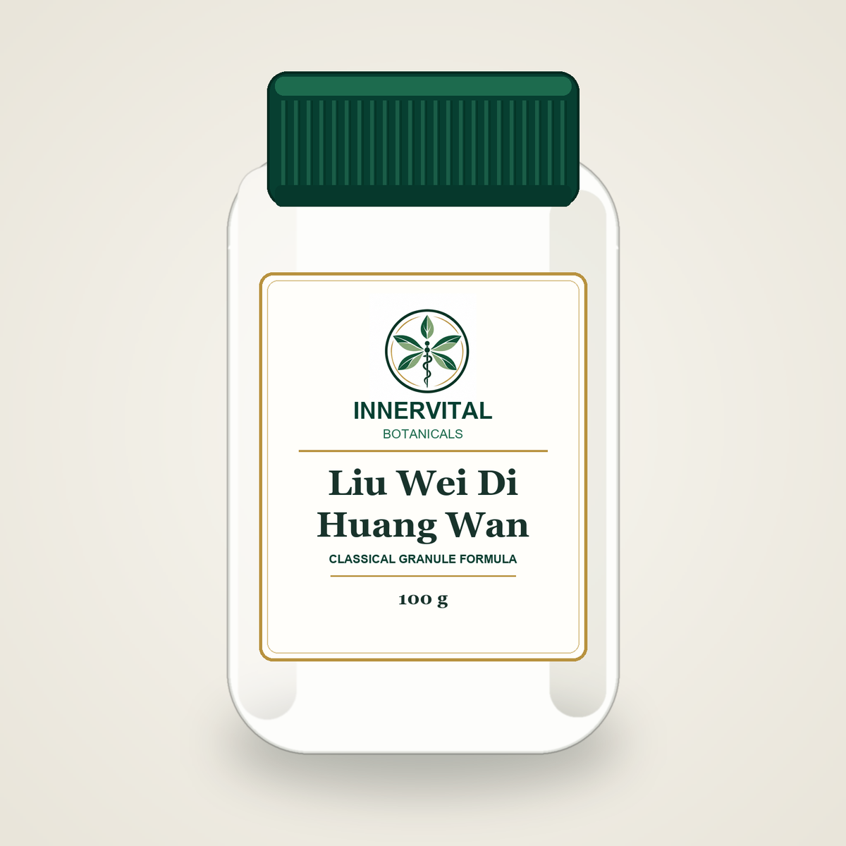 InnerVital Botanicals Liu Wei Di Huang Wan Classical Granule Formula 100 g bottle