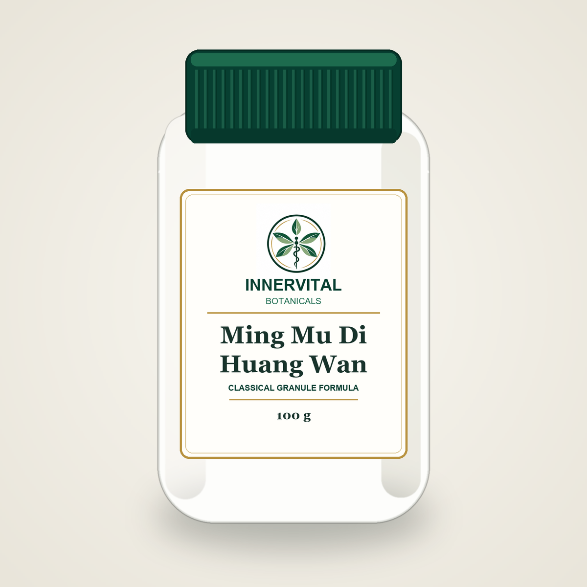 InnerVital Botanicals Ming Mu Di Huang Wan Classical Granule Formula 100 g bottle